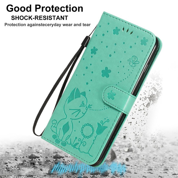 For iPhone 8 Plus / 7 Plus Cat Bee Embossing Pattern Shockproof Horizontal Flip Leatherette Case with Holder & Card Slots & Wallet(Green)