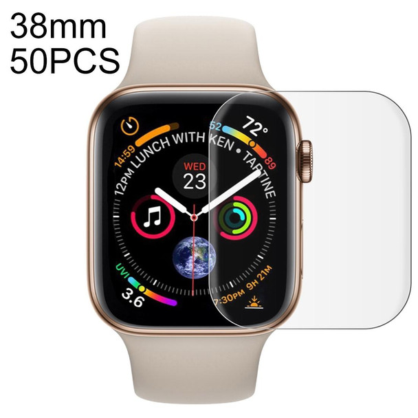 50 PCS For Apple Watch 38mm Soft PET Film Full Cover Screen Protector(Transparent)