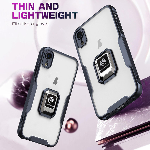 For iPhone XR Armor Shockproof Magnetic Ring Phone Case(Deep Purple)