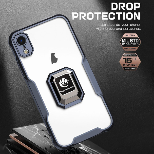 For iPhone XR Armor Shockproof Magnetic Ring Phone Case(Black)