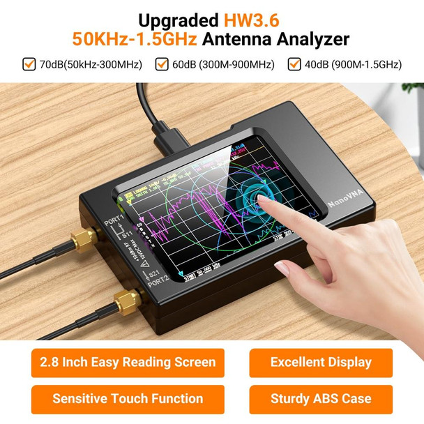 NANOVNA-H Upgraded Version 2.8 Inch TFT 50Khz-1.5Ghz Vector Network Antenna Analyzer MF HF VHF UHF With SD Card(Black)