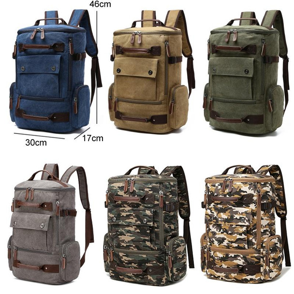 Travel Canvas Large Capacity Computer Backpack(Green Camouflage)