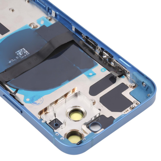 For iPhone 13 Battery Back Cover with Side Keys & Card Tray & Power + Volume Flex Cable & Wireless Charging Module(Blue)