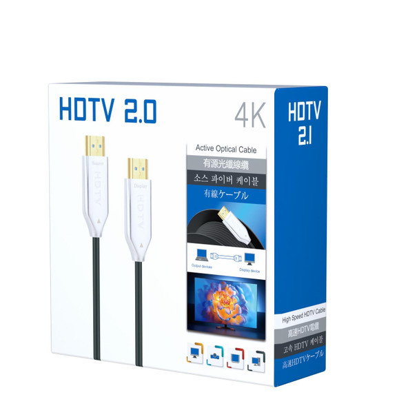 2.0 Version HDMI Fiber Optical Line 4K Ultra High Clear Line Monitor Connecting Cable, Length: 25m(White)