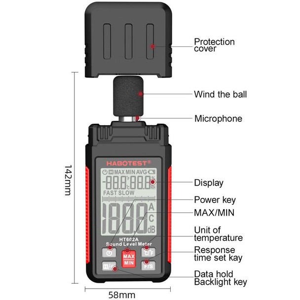 HABOTEST HT602 Multifunctional Digital Display Noise Decibel Tester