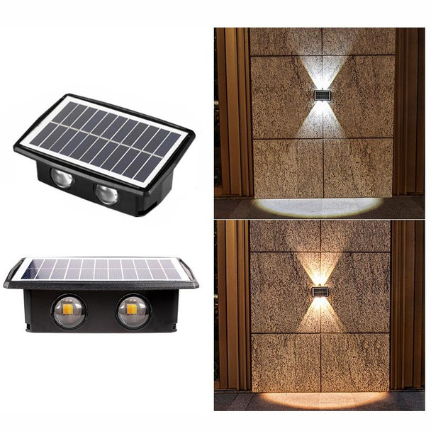 4LED Solar Wall Lamp Outdoor Waterproof Up And Down Double-headed Spotlights(White+Warm Light)