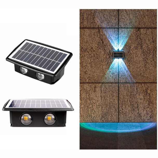 4LED Solar Wall Lamp Outdoor Waterproof Up And Down Double-headed Spotlights(Color Light)