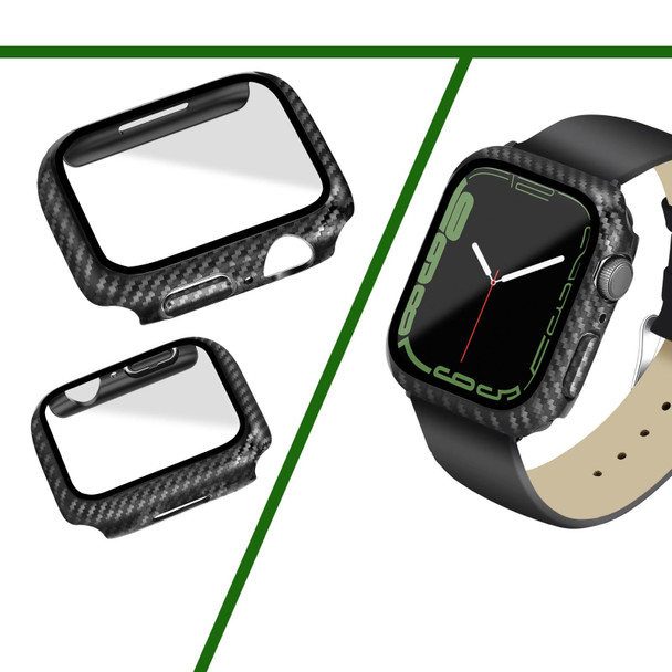 For Apple Watch Series 3&2&1 42mm Carbon Fiber PC Tempered Glass Integral Watch Case(Black)