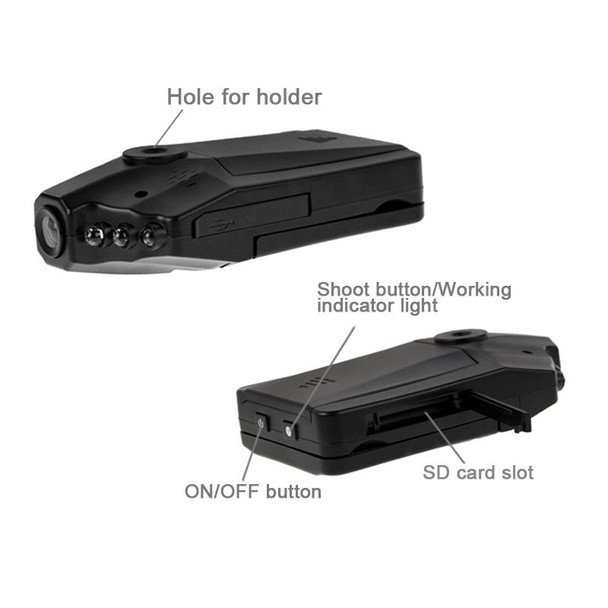 2.5 inch Screen High Definition Video Recorder, 6 LED Light, AVI Video Format, Support SD Card, Loop Recording Function (Generalplus Scheme)(Black)