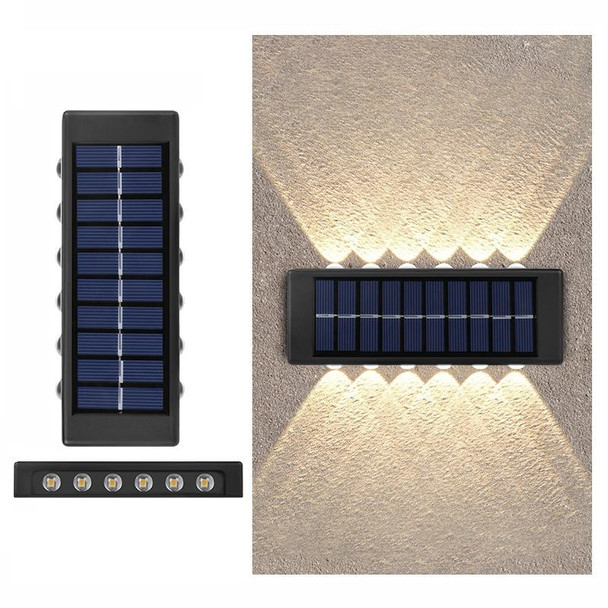 12LED Lithium Solar Wall Lamp Outdoor Waterproof Up And Down Double-headed Spotlights(Warm Light)