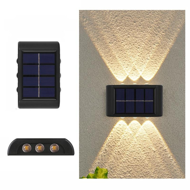 6LED NiMH Solar Wall Lamp Outdoor Waterproof Up And Down Double-headed Spotlights(Warm Light)