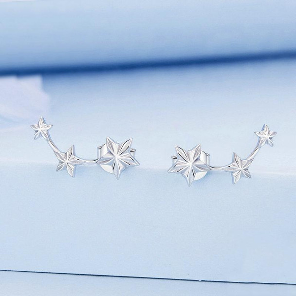 BSE750 Sterling Silver S925 White Gold Plated Star Earrings