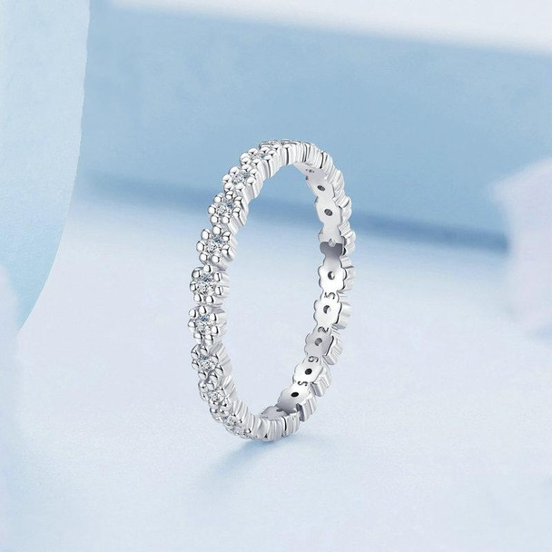 BSR346 Geometric Sterling Silver S925 Small Wreath Zirconium Plated White Gold Ring(No.8)