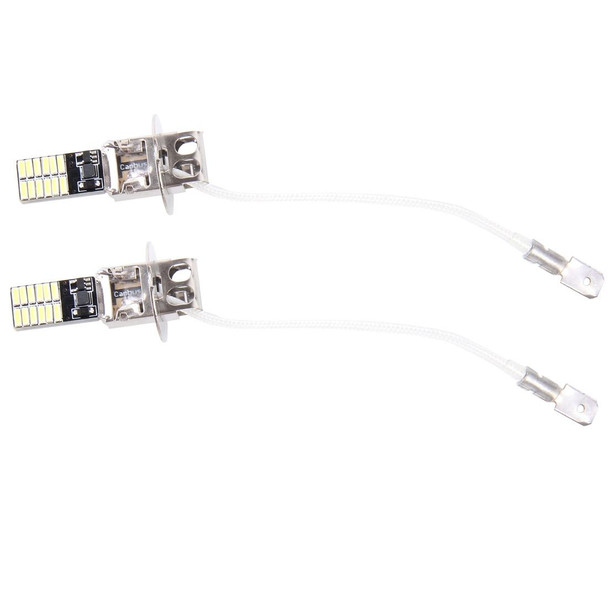 2 PCS H3 4.8W 720LM 6500K White Light 24 LED SMD 4014 Error-Free Canbus Car Clearance Lights Lamp, DC 12V