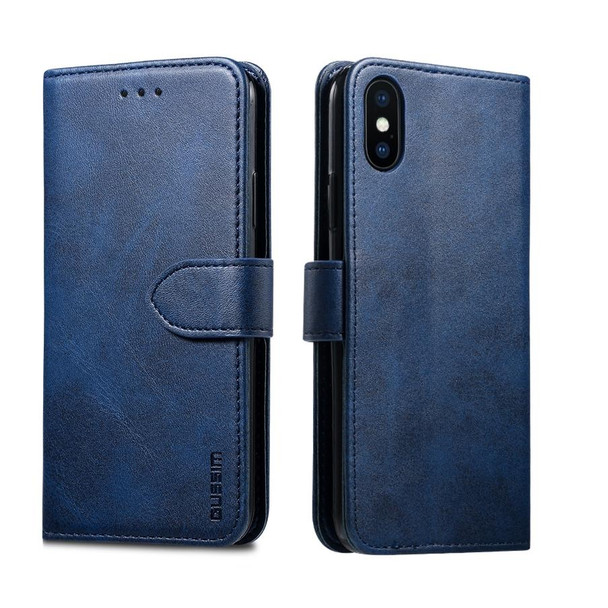 iPhone X / XS GUSSIM Magnetic Horizontal Flip Leather Case with Holder & Card Slots & & Wallet(Blue)