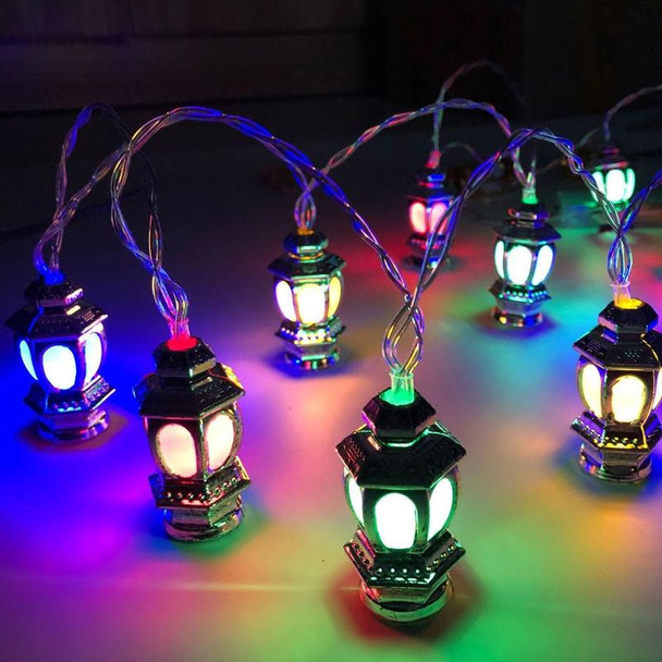 1.65m 10 Lights Battery Model 3D Palace Lights Decorative String Lights Eid Al-Adha Holiday Lights(Silver - White Light)