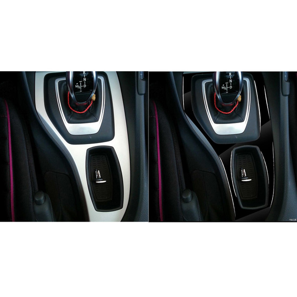 Car Left Drive Gear Panel Outer Frame Decorative Sticker for BMW X1 E84 2011-2015(Black)