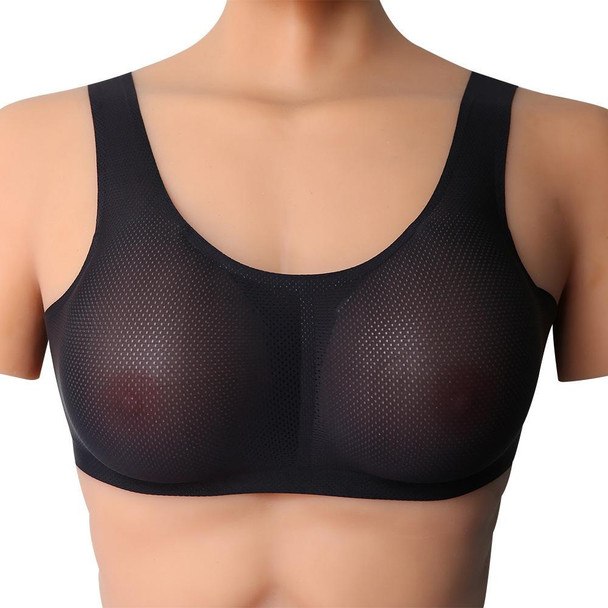 CD Crossdressing Silicone Fake Breast Vest Underwear, Size: B+M 600g(Black+Fake Breast)