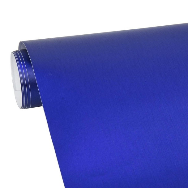 1.52 * 0.5m Waterproof PVC Wire Drawing Brushed Chrome Vinyl Wrap Car Sticker Automobile Ice Film Stickers Car Styling Matte Brushed Car Wrap Vinyl Film (Dark Blue)