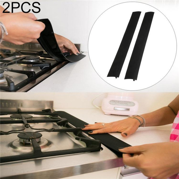 2 PCS Gas Stove Slit Strip Antifouling Dustproof Waterproof Kitchen Black Sealing Strip, Size: 53.5*5*1cm(Black)