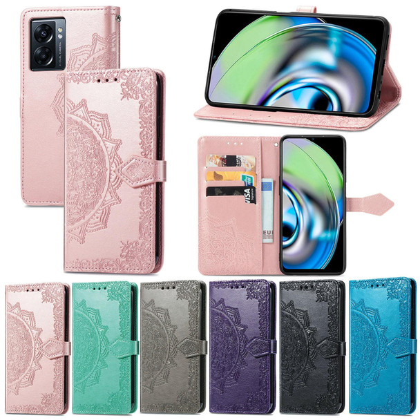 For Realme V23 Mandala Flower Embossed Leatherette Phone Case(Purple)