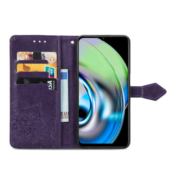 For Realme V23 Mandala Flower Embossed Leatherette Phone Case(Purple)