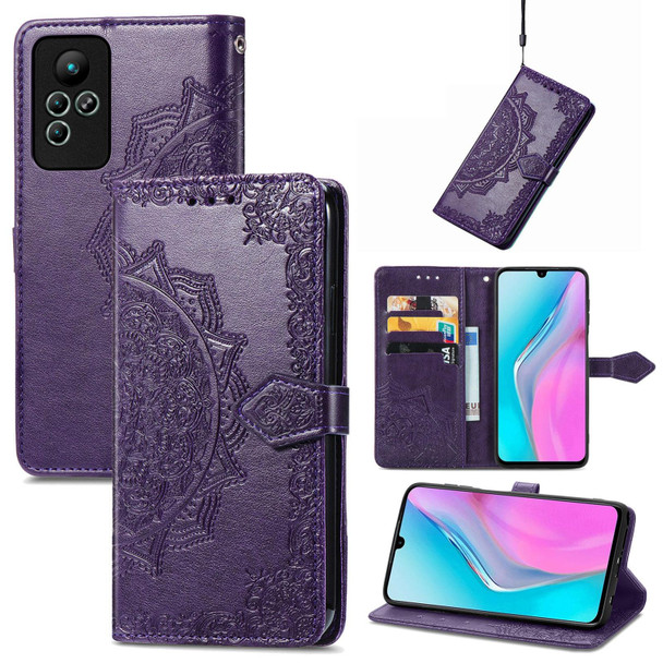 For Infinix Note 11 Mandala Flower Embossed Leatherette Phone Case(Purple)