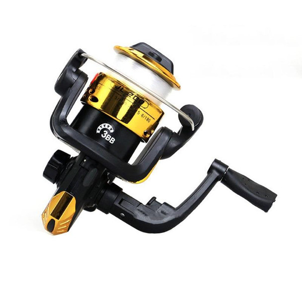 JL200 Plating Plastic 3 Ball Bearings Handle Fishing Spinning Reel  with Transparent Lines(Gold)