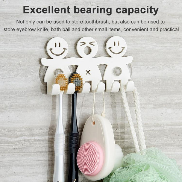 5 PCS Cute Smiley Suction Cup Hanging Toothbrush Holder Plastic Small Person Teeth Holder
