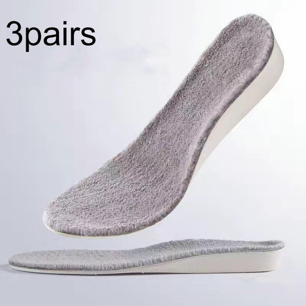 3pairs Winter Velvet Insoles Warm Inner Height Increase Insoles  1.5cm Gray(41)