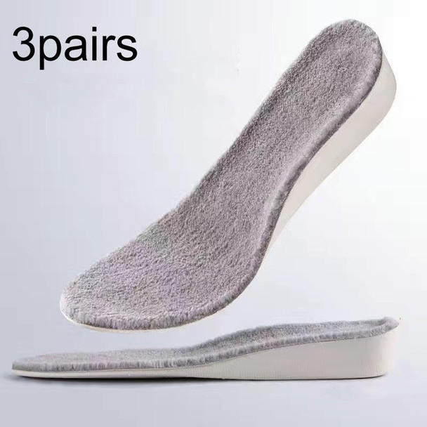 3pairs Winter Velvet Insoles Warm Inner Height Increase Insoles 2.5cm Gray(40)