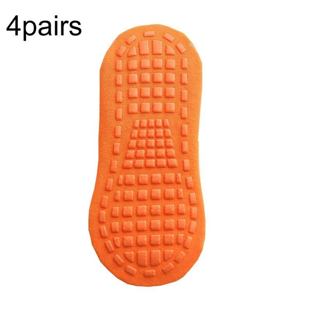 4pairs Trampoline Socks Dotted Rubber Non-slip Floor Socks Yoga Socks, Size:  1-5 Years Old(Orange Red)