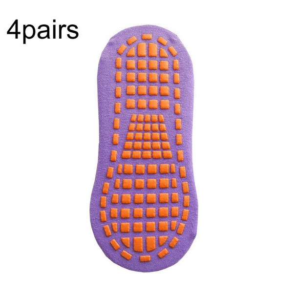 4pairs Trampoline Socks Dotted Rubber Non-slip Floor Socks Yoga Socks, Size: Adult 35-43 Yards(Medium Purple)