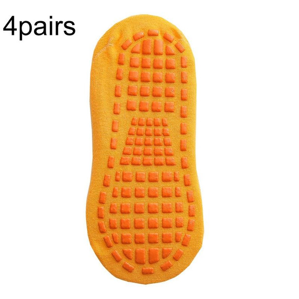4pairs Trampoline Socks Dotted Rubber Non-slip Floor Socks Yoga Socks, Size:  1-5 Years Old(Orange)