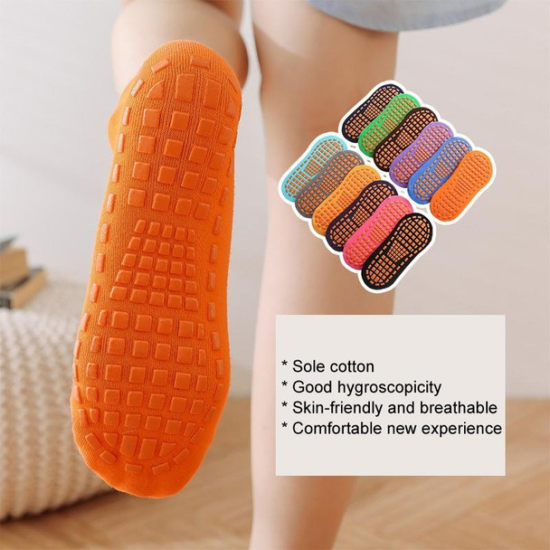 4pairs Trampoline Socks Dotted Rubber Non-slip Floor Socks Yoga Socks, Size: Adult 35-43 Yards(Orange Red)