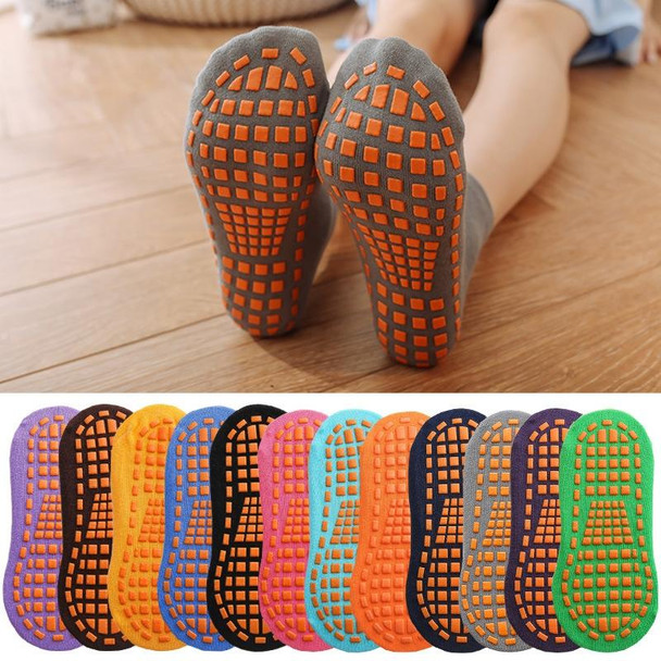 4pairs Trampoline Socks Dotted Rubber Non-slip Floor Socks Yoga Socks, Size:  5-12 Years Old(Orange)