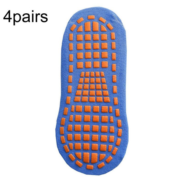 4pairs Trampoline Socks Dotted Rubber Non-slip Floor Socks Yoga Socks, Size: Adult 35-43 Yards(In Blue)