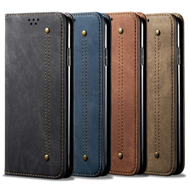 iPhone 11 Pro Denim Texture Casual Style Horizontal Flip Leather Case with Holder & Card Slots & Wallet(Brown)