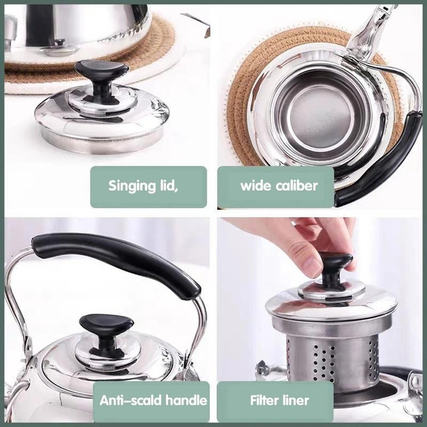 Stainless Steel Whistle Kettle for Induction Cooker Home Classical Piano Sound Singing Pot without Magnetic Heat, Capacity:1.5L