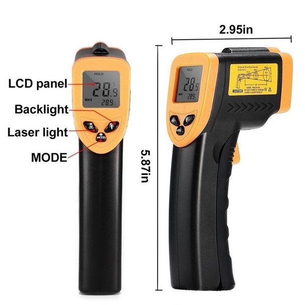 Infrared Thermometer, Temperature Range: -50 - 380 Degrees Celsius (D:S = 12:1)(Black)