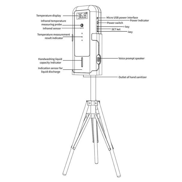 YAD-001 Infrared Thermometer + Automatic Infrared Sensor Sterilization Dispenser with Tripod Mount Holder