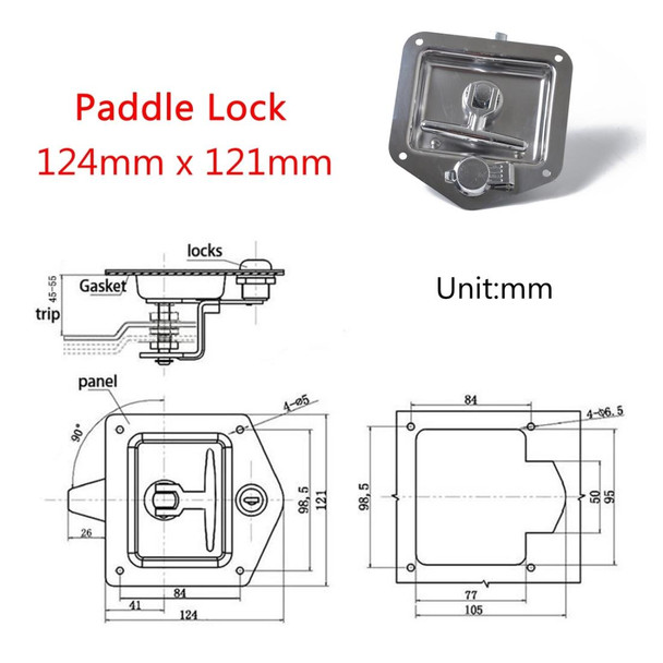 Folding T Handle Lock Stainless Steel Flush Mount Tool Box for Trailer / Yacht / Truck