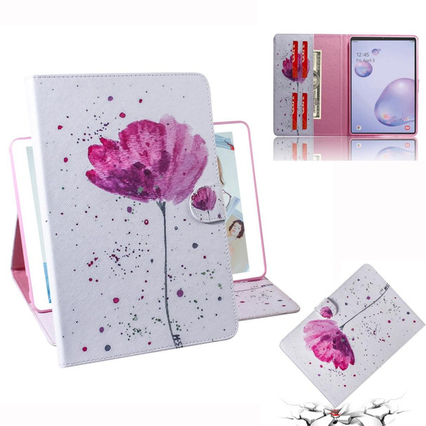 For Samsung Galaxy Tab A8.4 (2020) Colored Drawing Pattern Horizontal Flip PU Leatherette Case with Holder & Card Slots & Wallet(Purple Orchid)