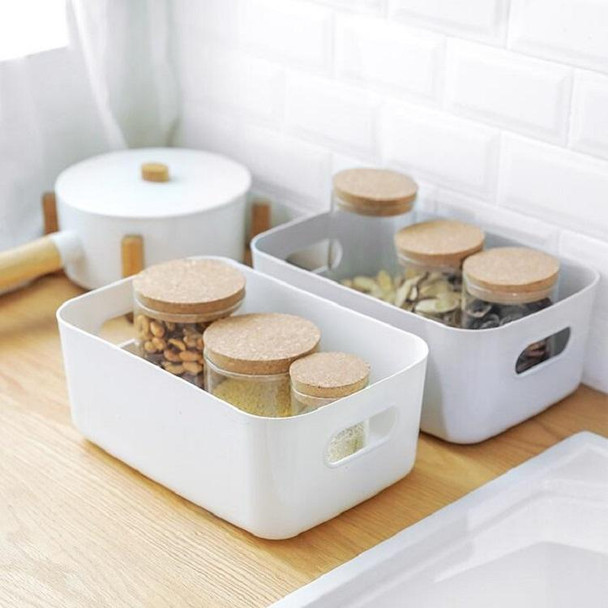 Desktop Storage Box Bathroom Kitchen Plastic Storage Basket Snacks Sundry Storage Basket Cosmetics Storage Basket(Gray)