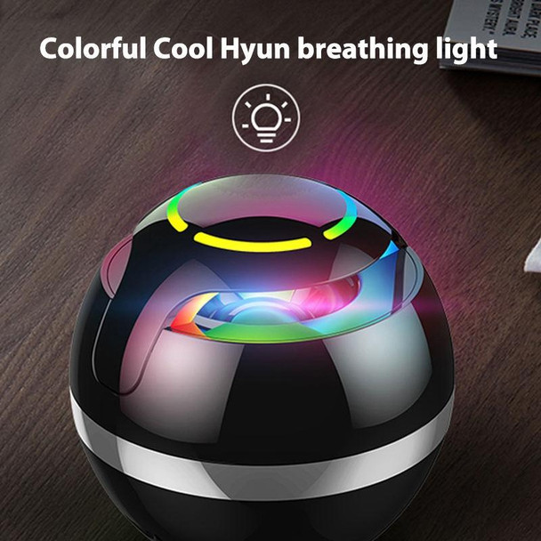 GS009 Bluetooth 4.2 Round Ball Small Speaker With Colorful Light Support TF Card / FM(Black)