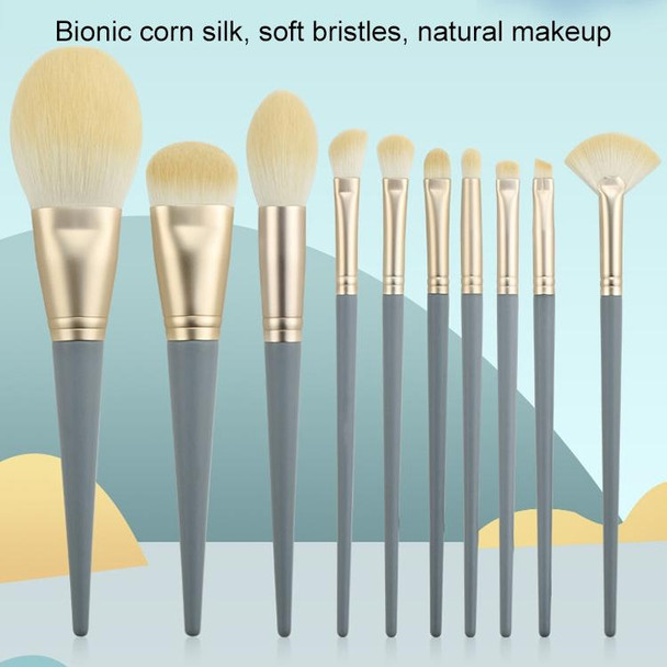 10 PCS / Set Makeup Brush Corn Silk Fiber Hair Loose Powder Brush Face And Eye Makeup Brush, Style:Without Bag