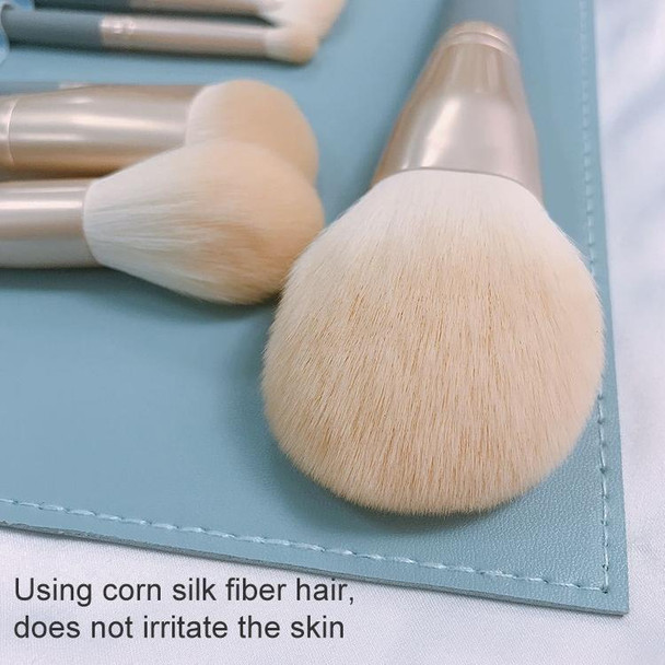 10 PCS / Set Makeup Brush Corn Silk Fiber Hair Loose Powder Brush Face And Eye Makeup Brush, Style:With Green Cylinder