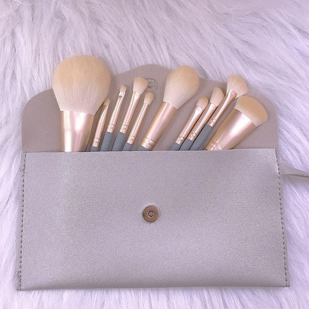 10 PCS / Set Makeup Brush Corn Silk Fiber Hair Loose Powder Brush Face And Eye Makeup Brush, Style:With Silver Bag