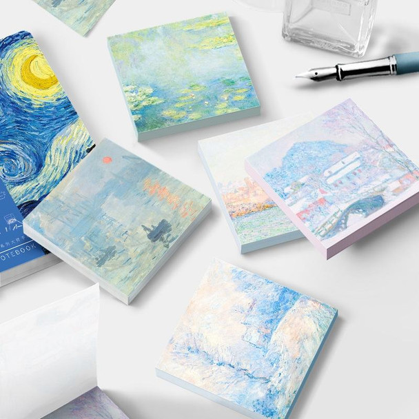 10pcs Vintage Painting Series Non-sticky Note Book Handbook Material Paper(Monet San Lazar Railway Station)