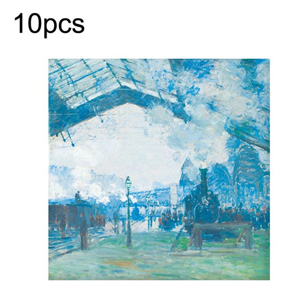 10pcs Vintage Painting Series Non-sticky Note Book Handbook Material Paper(Monet San Lazar Railway Station)